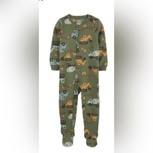 Carter’s Fleece Footie Pajamas Boys Size 6 Months Construction Themed NWT